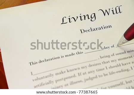 Closeup of a living will document and pen