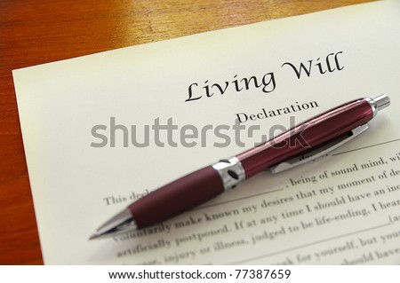 A Living Will document closeup with pen