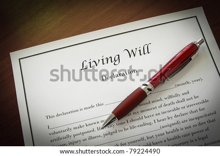 Living Will document with pen, closeup