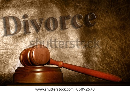 legal gavel and divorce text background