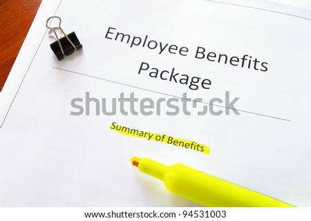 employee benefits document with highlighed text