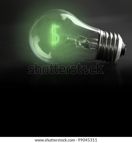 light-bulb with money-sign filament (energy costs)