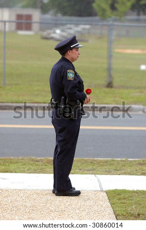 WILMINGTON, NC - MAY 14 : A member of the Wilmington North Carolina Police Department celebrates police memorial day May 14, 2009 in Wilmington, NC.