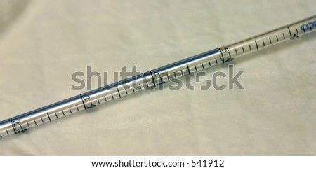 Serological pipette.  Lab instrument used to measure and dispense liquid