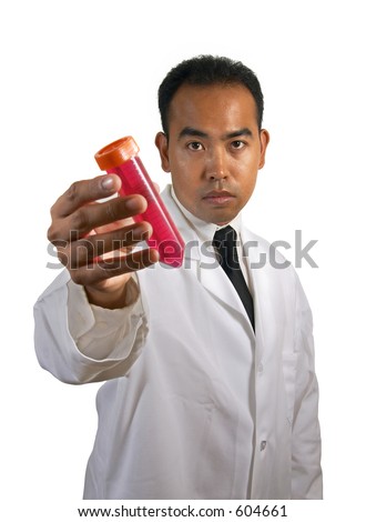 stock photo AsianAmerican Asian Filipino model with test tube red stock photo AsianAmerican Asian Filipino model with test tube red