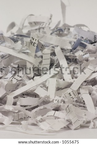 Shredded paper with most in focus