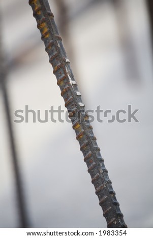 stock photo : Close up of a section of rebar in reinforced concrete