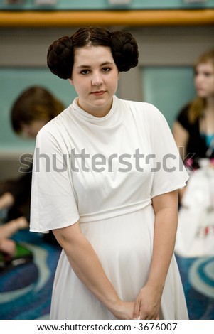 Cosplayer Portraying Princess Leia From Star Wars