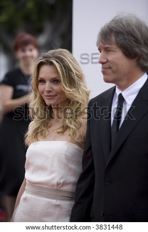 7-10-07 Celebrity Michelle Pfeiffer and husband David E. Kelley at the Hairspray Premiere in Westwood