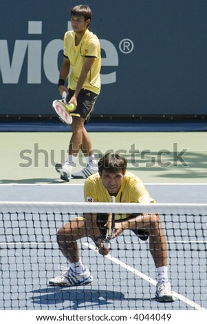 WESTWOOD, CA - JULY 21: Doubles team Sanchai and Sonchat Ratiwatana (pictured) playing against Scott Lipsky and David Martin at the US Open Series Countrywide Classic Semi-Finals on 7/21/07.