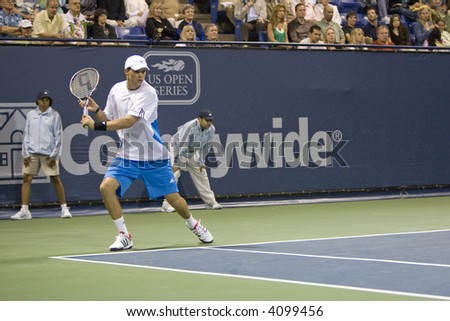 WESTWOOD, CA - JULY 21: Doubles team Bob and Mike (pictured) Bryan playing against Jeff Coetzee and Wesley Moodie at the US Open Series Countrywide Classic Semi-Finals on 7/21/07.