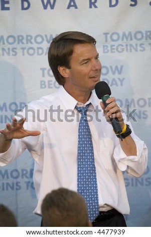 WEST HOLLYWOOD, CA - AUGUST 9:  Presidential Candidate, John Edwards speaking at a Small Change for Big Change fund raising event in West Hollywood, CA
