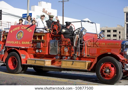 Los Angeles Chinatown, Feb 9th, 2008: Los Angeles Fire Department Chief Douglas L. Barry in the Chinese New Year parade.