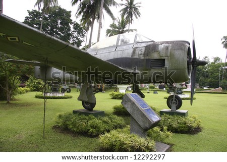 Villa Escudero, Philippine Islands 2005:  AT-28D Trojan on display at the Villa Escudero museum area.