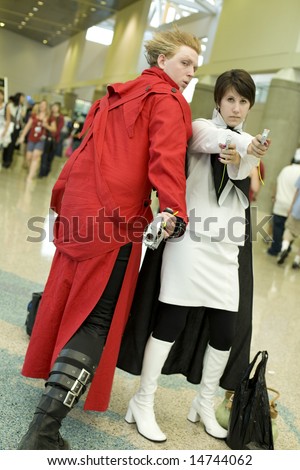 Anime Expo 2008, Los Angeles Convention Center, July 5th, 2008:  Anime fan portraying Vash the Stampede and Meryl Stryfe from the series, \