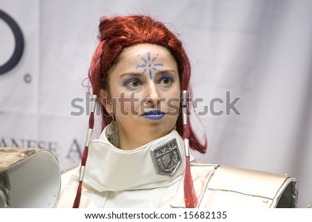 LOS ANGELES - JULY 5: An anime fan portrays a character from \'Trinity Blood\' at the Anime Expo 2008 at the Los Angeles Convention Center July 5, 2008 in Los Angeles, CA.