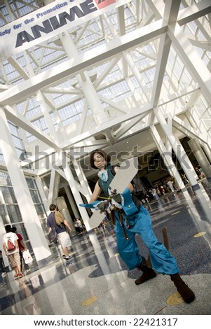 LOS ANGELES - JULY 5: Anime fan in costume from \'Final Fantasy VIII\' at Anime Expo July 5th, 2008 in Los Angeles. Anime Expo is the nation\'s largest Japanese animation fan convention.