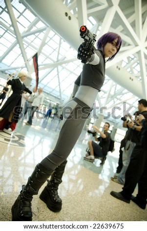 LOS ANGELES - JULY 5: \'Ghost in Shell\' fan in costume as \'Motoko Kusanagi\' at Anime Expo July 5th, 2008 in Los Angeles. Anime Expo is the nation\'s largest Japanese animation fan convention.
