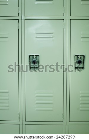 Front view of new school lockers.