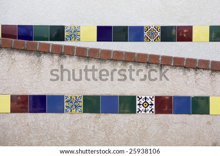 Horizontal image of Catalina Island\'s famous tile-work in a Z or S curve.
