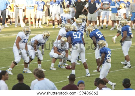 LOS ANGELES - AUGUST 21: UCLA Bruins scrimmage against each other on August 21, in Los Angeles.  Bruin fans came out to watch the free event.