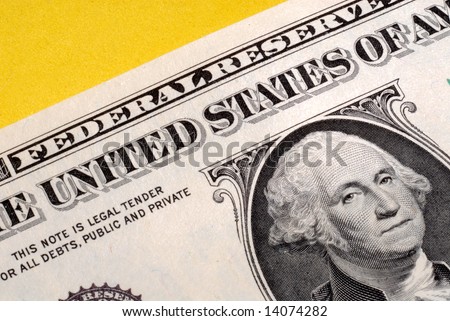 Money:  A close up of the American One Dollar Bill.