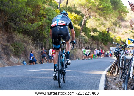 CORDOBA, SPAIN - August 26th: Vasyl Kiryienka (Team Sky) passing the last port of the 4th stage of the tour of Spain (La Vuelta) 2014