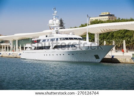 Luxury Yacht at port of Malaga, Andalusia, Spain.