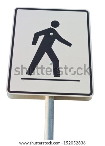 Pedestrian Crossing street sign on a metal pole