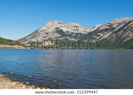 Lac des Arcs and the tiny town of Exshaw, Alberta, Canada