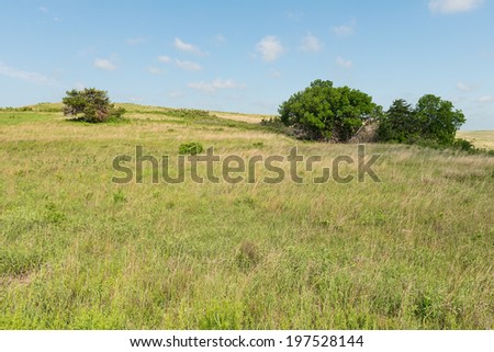 Prairie farm on a sunny day, Strong City, Kansas