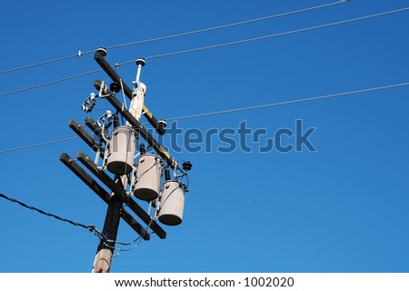 Electric utility pole, transformers and wires