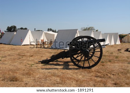 Union camp with cannon, Civil War reenactment, Clements, California