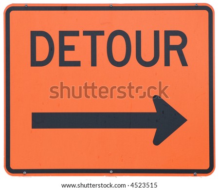 detour road sign. Detour Right road sign