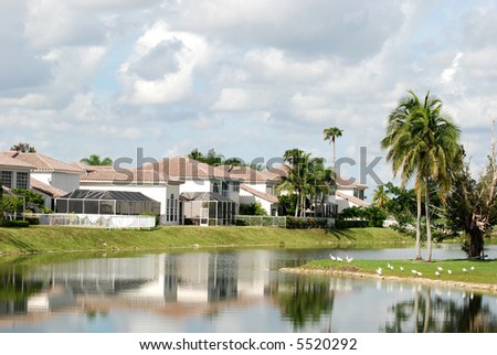 Houses against a canal, Miami, Florida