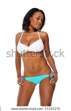 stock photo Dark skinned beauty in a skimpy bikini