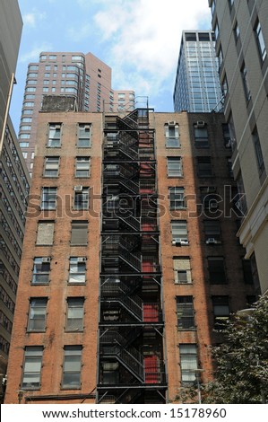 Apartment building with fire escape, New York, New York