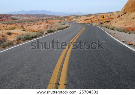 Two lane highway, Valley of Fire State Park, Overton, Nevada