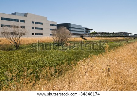 Corporate headquarters bordering a nature preserve, Santa Clara, California