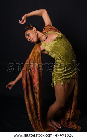 African-American dancer in a colorful costume
