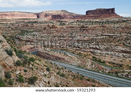 Switchback Road Up The Mountain Near Moab Switchback Road Up The Mountain Near Moab Utah Stock