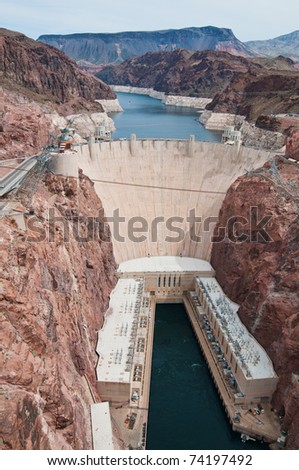 Looking down on Hoover Dam, near Boulder City, Nevada