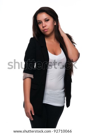 stock photo Pretty young petite Latina in casual clothes
