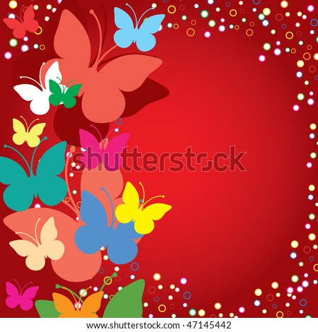 Backgrounds on Red Background With Butterflies  Vector Illustration   47145442