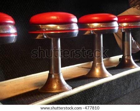 Old Red Stools in roadside diner