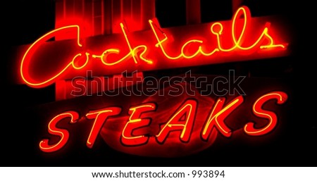 Vintage Neon Sign Cocktails and Steaks