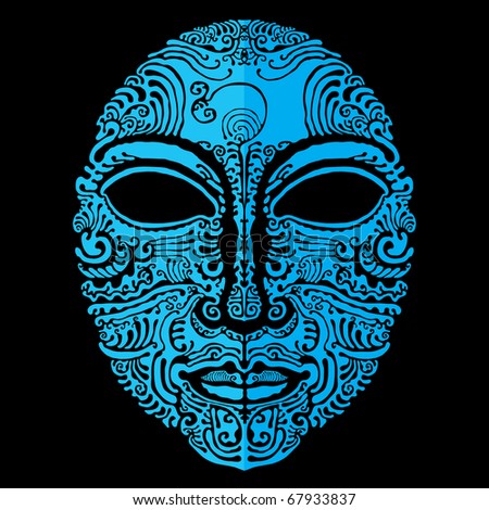 stock vector : carnival blue tattoo mask vector