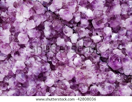 stock photo Purple amethyst quartz rock crystals