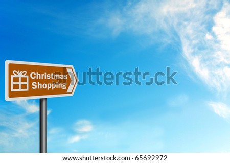 Photo realistic metallic, reflective \'Christmas shopping\' sign, with space for your text / editorial overlay