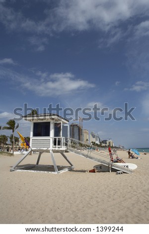 Lifeguard station on south beach fort Lauderdale florida America usa construction can be seen in the background on south ocean boulevard taken in march 2006